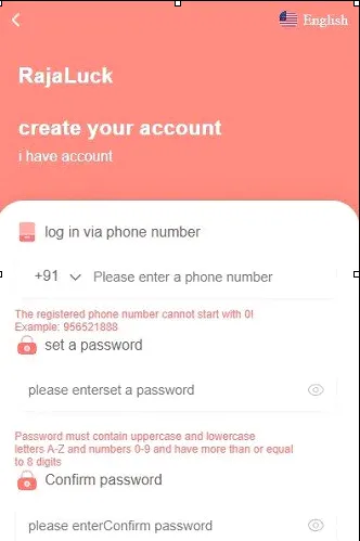 raja luck register